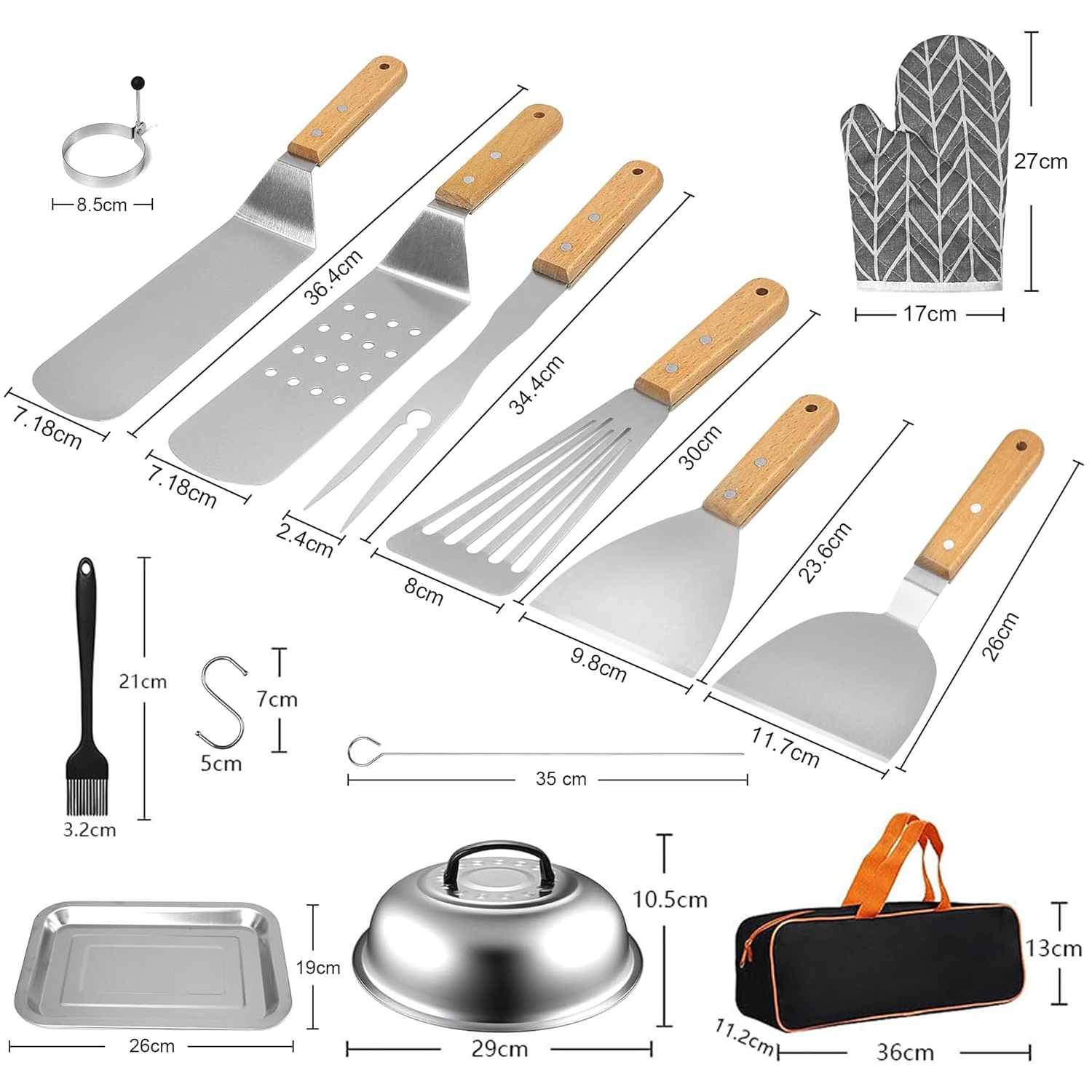 Hot Sale Stainless Steel Outdoor Barbecue Tools Set Teppanyaki Spatula BBQ Grilling Tools Camping Kitchen Tools Set