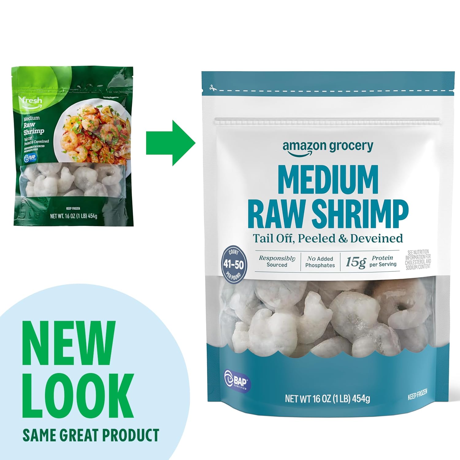 Amazon Grocery, Medium Raw Shrimp, 16 Oz (Previously Fresh Brand, Packaging May Vary)